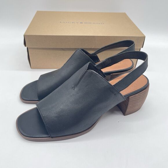 Lucky Brand Women's Jaila Block-Heel Backstrap Sandals Size 11M Black Goat Buggi - Picture 3 of 8